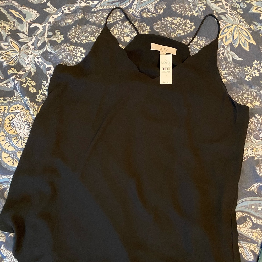 Black scalloped tank top